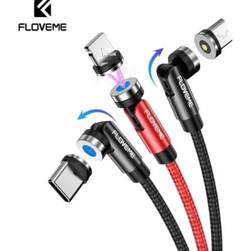 FLOVEME Magnetic Cable 540 Rotate Micro USB Type C Magnet Charging Phone Charger For iPhone 7 8 11 Pro X Max Plus Samsung Xiaomi