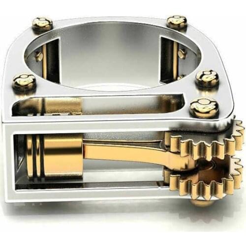 Fashion geometric machine two color universal ring for men and women silver color lighter ring size 6-10