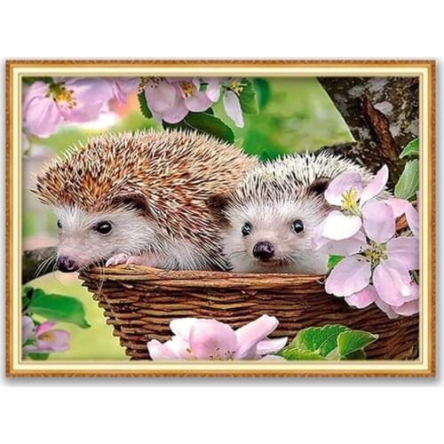 Animal Hedgehog DIY Cross Stitch Embroidery 11CT Kits Craft Needlework Set Cotton Thread Printed Canvas Home Decoration On Sale