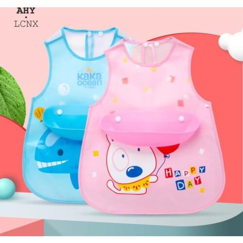 Waterproof Baby Bibs Lace-up Removable Kids Feeding Bib Infant Stuff Feeding Cartoon Dolphin Dinosaur Girl Boy Bibs Burp Cloths