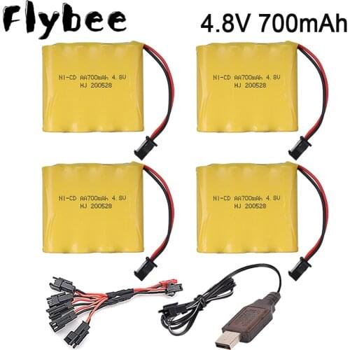 4.8v 700mAh Ni-CD Battery and Charger Cable For Rc toys model Cars Tanks Robots Boats Guns AA 4.8v Rechargeable Battery Pack