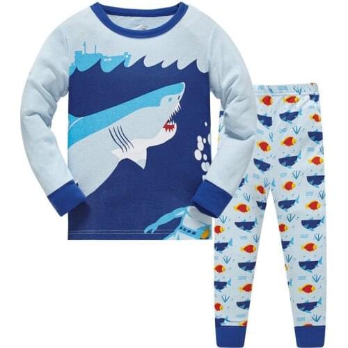 New Dolphin Boys Pajama Sets Spring Cartoon Cotton Clothing Set For Boys Long Sleeve Shirt + Pants 2 Pieces Suit Kids Clothing