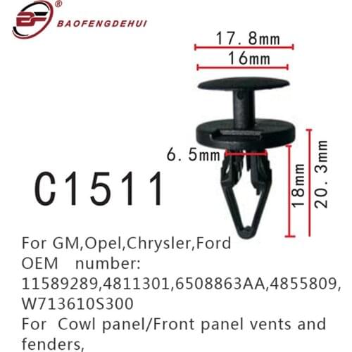Car Front Panel Vents And Fenders Clips Screws For GM,Opel,Chrysler,Ford 11589289,4811301,6508863AA,4855809,W713610S300