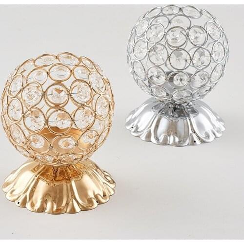 Gold Silver Crystal Tealight Candle Holders Candlesticks Stand for Wedding Table Centerpieces Valentines Day Home Decoration