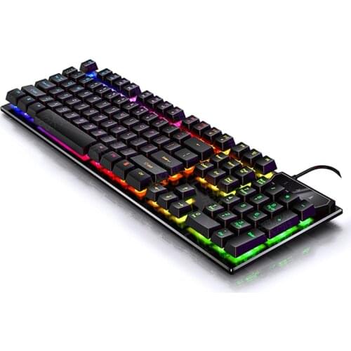 YINDIAO V4 RGB Wired Rainbow Color Backlight Mechanical Game Waterproof Keyboards Multimedia Home Office Laptop Desktop Keyboard