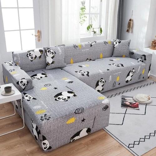 Cartoon Panda Stretch Sofa Cover Elastic Slipcoversfor Living Room Sectional Corner Chair Protector Couch 1/2/3/4 Seater