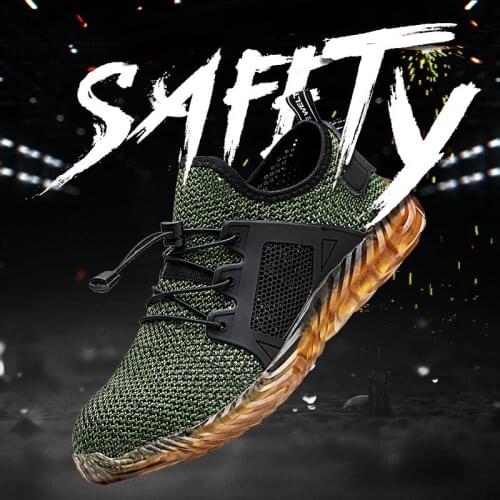 Men shoes New Comfortable Breathable Safety Shoes Men Lightweight Summer Anti Smashing Piercing Work Sandals Single Mesh