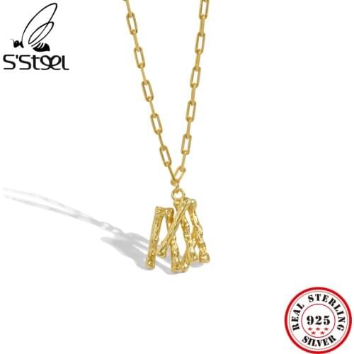 SSTEEL Geometric Pendants Necklaces Sterling Silver Accesories For Women Gold Trendy Minimalist Chain Necklace Fine Jewellery