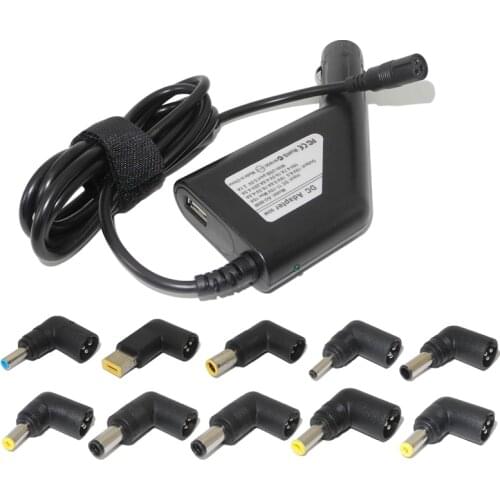 90W DC Universal Car Charger Multi-type Power Adapter 90W for Lenovo Thinkpad Hp Asus Laptop 5V 2.1A USB Smartphone Charger