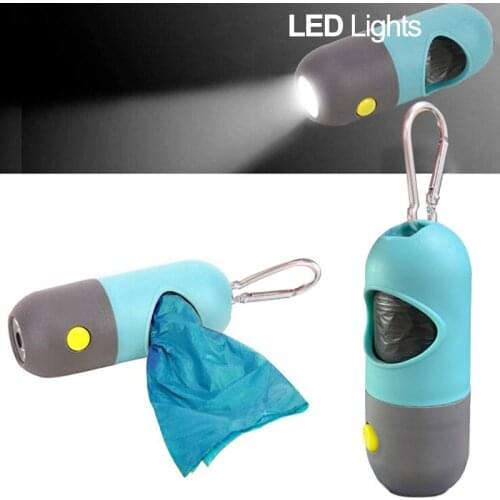 LED Lights Dog Poop Bag Holder Degradable Dog Poop Bag Dispenser Pooper Scooper Dispensador Bolsas Perro Pets Clean Accessories