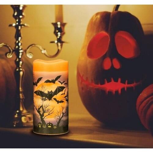Halloween LED Electronic Candle Light Pumpkin Bat Garden Guide Light Halloween Home Desktop Ornaments Party Decoration