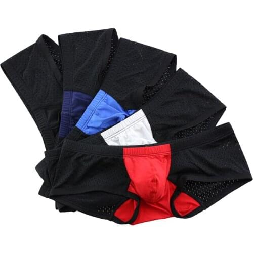 5PCS/Lot New Underwear Mesh Men Boxer U Pouch Sexy Underpants Cueca Nylon Pants Low Waist Trunks Boxer Shorts Gay Male Panties