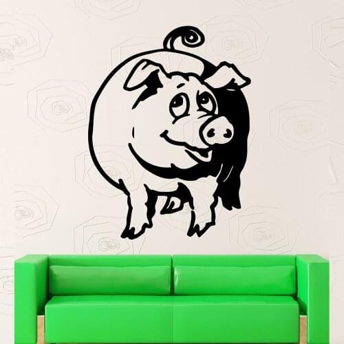 Pig Vinyl Wall Art Stickers Living Room Decoration Funny Animal Wall Decals Farm Village Decor Mural Cute Removable Sticker S384