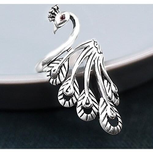 Ins Style Vintage Peacock Rings for Women Men Lover Finger Ring Minimalist Jewelry Boho Wholesale