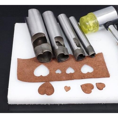 1-5-6Pcs DIY Heart-shaped Leather Hole Leathercraft Drilling Craft Professional Belt Punching Tool 45Steel Hollow Plastic Wood