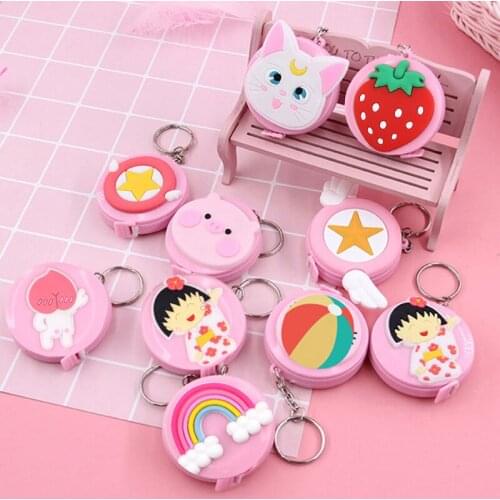 1.5m/60" Creative Cartoon Tape Measure Mini Round Portable Retractable Clothing Measure Scale Child Height Ruler Tape Keychain