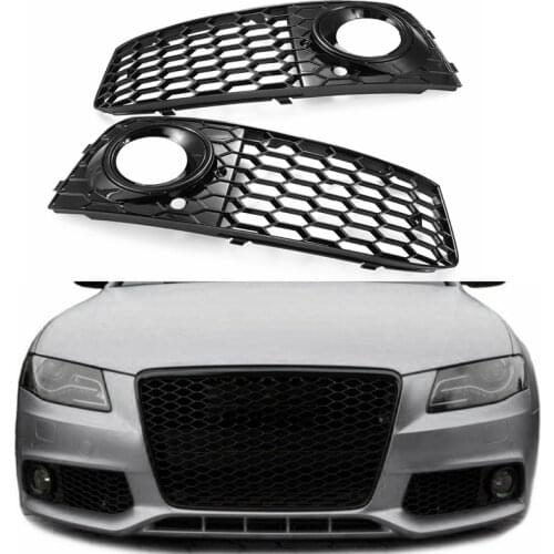 1Pair Car Fog Light Cover Grille Grill Honeycomb Mesh Fog Light Lamp Open Vent Grille For Audi A4 B8 RS4 Style 2009-2012