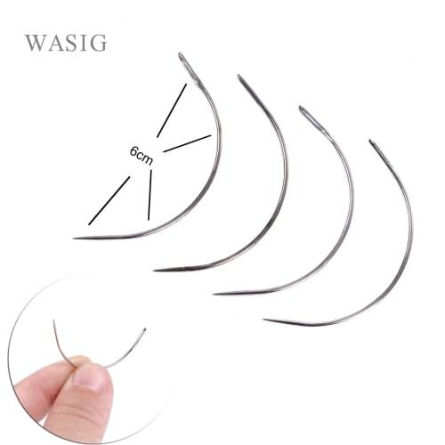 1 bag 144pcs 6CM C Shape Curved Needles Threader Sewing/Weaving Needles for Human Hair Extension Weft Weaving
