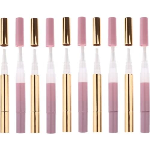 10Pcs 3ml Travel Portable Empty Twist Pen Cuticle Oil Cosmetic Container Nail Polish Liquid Lip Gloss Tube with Brush