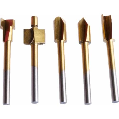 10Pcs/Set 3mm Titanium Mini Hss Router Bits Trimmer Shank For Dremel Rotary Tool