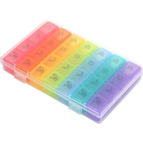 14/21/28 Grids 7 Days Weekly Pill Organizer Plastic Tablet Dispenser Medicine Container Weekly Pill Organizer