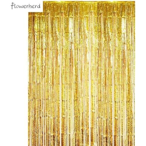 1*2.5m Thick Metallic Foil Tassels Rain Curtain Ribbon Wedding Birthday Party Background Wall Decoration Baby Shower Decorations