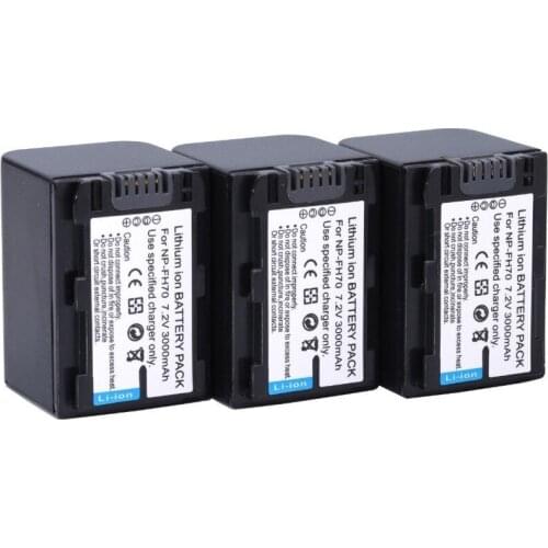 3pcs/lot 3000mAh NP-FH70 NP FH70 Li-ion Battery / batteries for Sony NP-FH100 NP-FH50 NP-FH30 SR10E HC16 SR46E free shipping