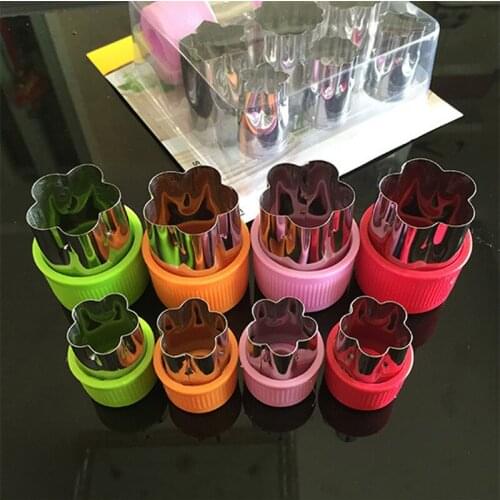 8pcs/set Stainless Steel Flower Shaped Fruit Cutters Cookie Biscuit Mold Fruit Vegetable Tools Kitchen Gadgets