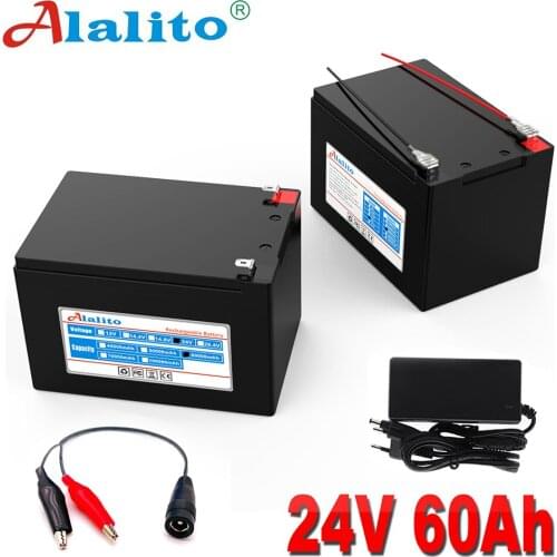 Alalito High Capacity 6s4p 24V 60Ah 18650 Battery Pack Lithium Ion Battery 25.2V 60000mAh Bicycle Moped Power Tools Battery