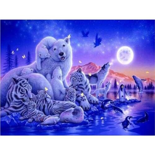 Animal World DIY Diamond Painting penguin tiger Diamond Embroidery bear Seals wolf Cross Stitch Rhinestone Mosaic Painting