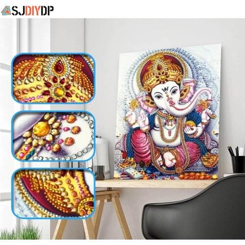 SJDIYDP Special Shape Diamond Painting Embroidery Icon Religion Elephant Crystal Drill 5D DIY Rhinestone Cross Stitch Home Decor