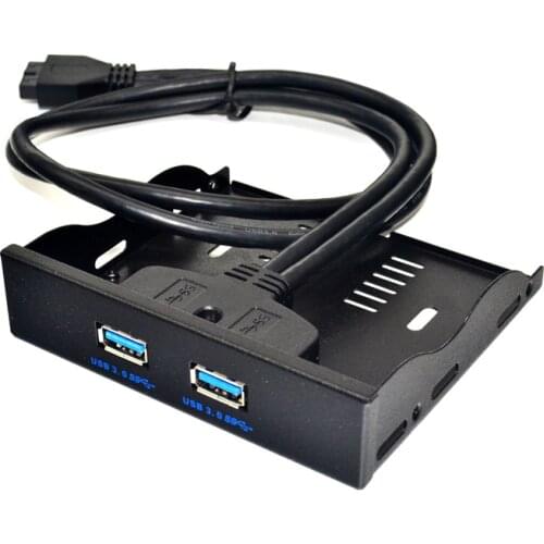 BTBcoin 20Pin 2 Port USB 3.0 Front Panel 3.5 inch USB3.0 Hub Expansion Cable Adapter Metal Bracket for PC Desktop Floppy Bay NEW