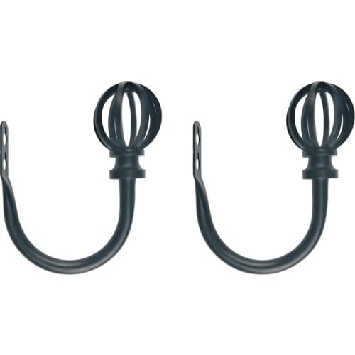 2pcs Curtain Holdbacks for Draperies - Black (Curtain tiebacks Hook, Drapery