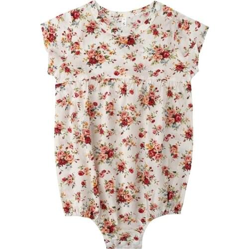 Baby Summer Clothing Newborn Girl Floral Printed Romper Short Sleeves Jumpsuit