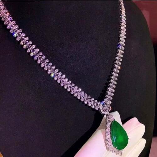 H126 Emerald Necklace Fine Jewelry Pure 18K Gold Jewelry AU750 Natural Green Emerald 26.93ct Gemstones Pendants Fine Necklace