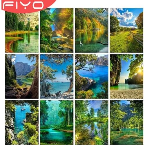 FIYO 5D DIY Full Square/Round Diamond Painting Mountain Forest Rhinestone Embroidery Cross Stitch Home Art Hanging Pictures Gift