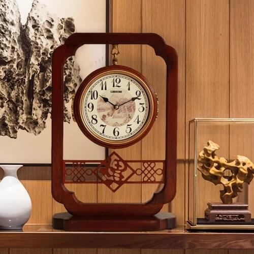 CHINESE TABLE CLOCKS, SOLID WOOD DOUBLE-SIDED CLOCKS, HOUSEHOLD DECORATION, LIVING ROOM PENDULUM CLOCKS, SILENT QUARTZ CLOCKS