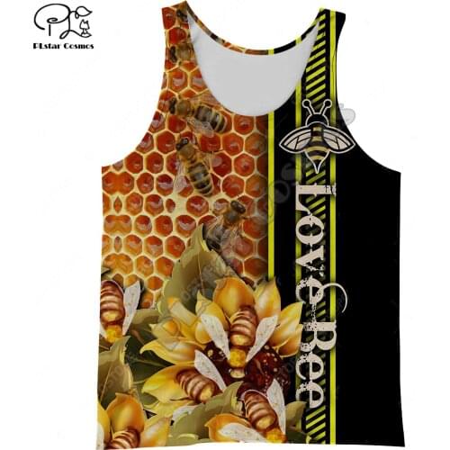 PLstar Cosmos Colorful Beautiful Honey Bees Streetwear Hot Summer 3Dprint Casual Sleeveless Unisex Tank Top Vest Mans B36
