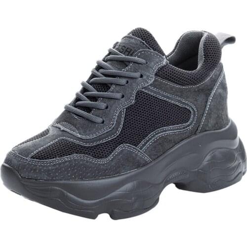 Fashion Sneakers Womens Leather Round Toe Ankle Boots Platform Wedge Increasing Height Oxfords Casual Shoes Breathable Shoes