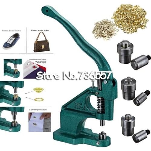 Metal Manual Grommet Press Machine+6,8,10mm Die Mould+3,000(1000x3) Eyelet Supplies Making Banner Flag