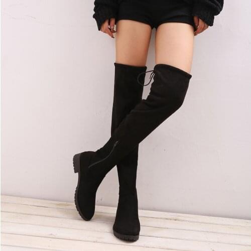 Fashion Women Boots Winter Over The Knee Heels Quality Suede Long Comfort Square Botines Mujer Thigh High Boots Women nj98