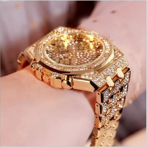 Mens Watches Luxury Hiphop full Iced Out Watch Gold Diamond Rhinestone Watch for Men Wristwatch Relogio Masculino reloj hombre