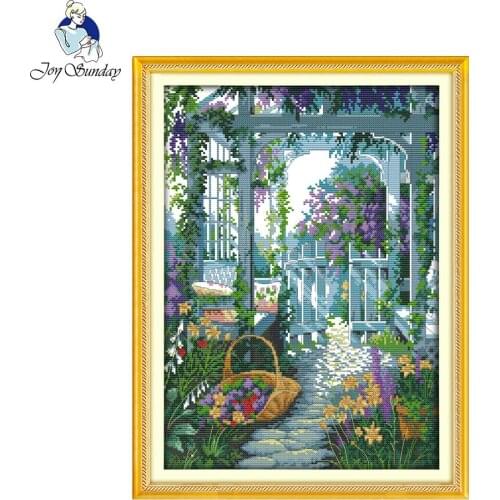 Joy Sunday scenic style The garden gate hand make cross stitch pattern kits embroidery painting for needlepoint patterns online