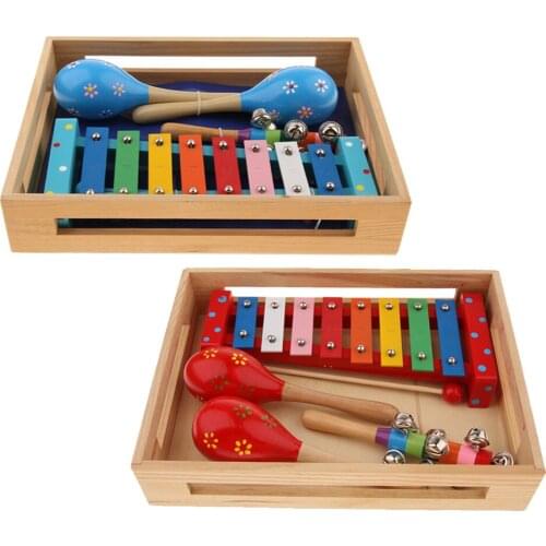 Musical Instruments Set with Xylophone Hand Bell Maracas for Preschool Early Education