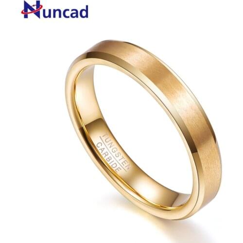 Nuncad T072 engaged gift rings 4MM wide gold ring 2MM thick Tungsten Carbide Rings For Women Wedding Finger Jewelry