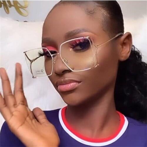 Unisex Blue Light Blocking Glasses Clear Lens Non Prescription Metal Computer Glasses Fashion Square Oversized Eyeglasses Frame