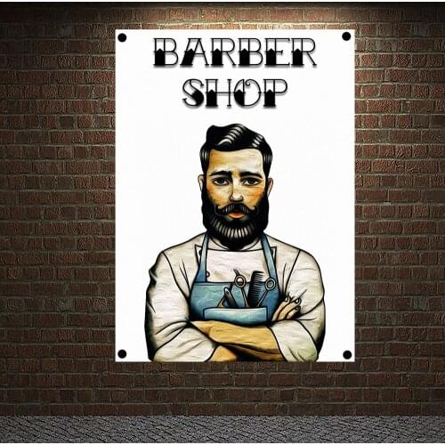 Barber Old School Tattoo Banners Wall Art Retro Posters Canvas Painting Flag Wall Sticker Tapestry Barber Shop Mural Home Decor