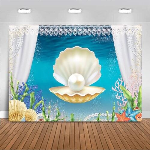 Mermaid Pearl Backdrop for Photography Newborn Birthday Background for Photo Studio Party Decoration Backdrops Supplies Props