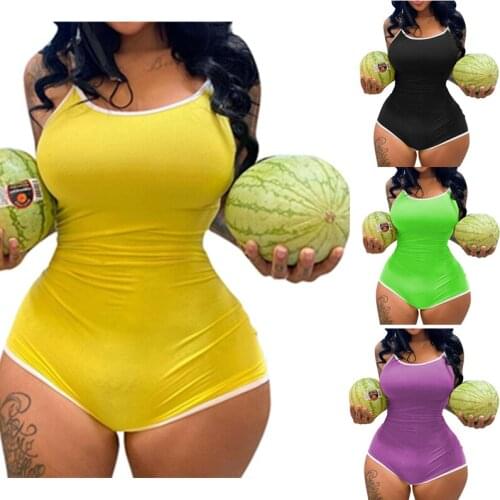 Sexy Sleeveless Strap Fitness Sport Romper Club Party Women Biker Short Jumpsuit Casual Summer Solid Skinny High Waist Playsuits