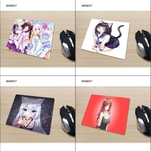 Cute Mouse Pads Anime Cat Girl Small Size 29x25/20x25/22x18cm Non-slip Laptop PC Play Pads No Locking Edge Rubber Table Mat